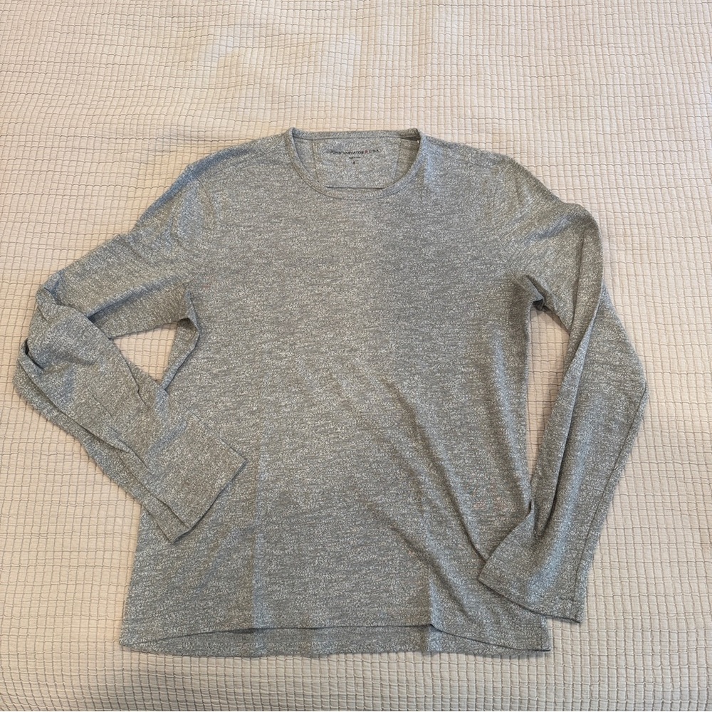 John Varvatos Heathered Gray Long Sleeve Tee Shirt - S